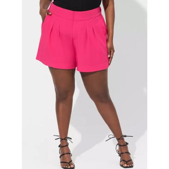 Torrid Pink Wide Leg Crepe Shorts Plus Size 20 Business Casual Barbiecore Dressy - Picture 1 of 12